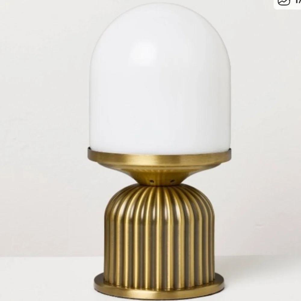 Hearth And Hand Brass Fluted With Frosted Glass Globe Accent Table Lamp